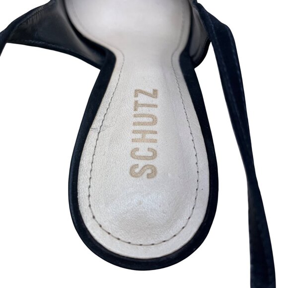 Schutz Womens Black Suede Pointed-Toe Ankle Strap Heels Size 8.5 - Picture 8 of 10
